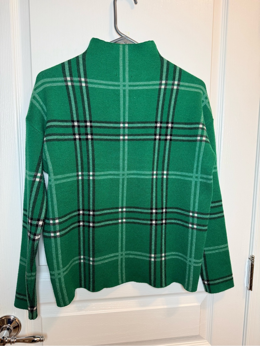Nicole Miller Green Plaid Mock Neck Sweater small - Picture 5 of 8